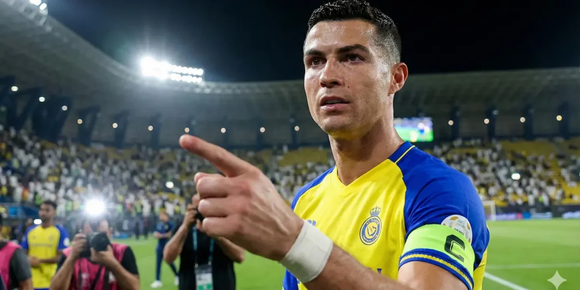 Cristiano Ronaldo com a camisa do Al Nassr durante partida da Liga Saudita.