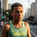 Atleta brasileiro Fábio Jesus Correia emocionado após a prova de São Silvestre.