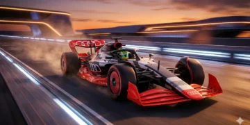 Carro da Audi F1 para 2026 com detalhes que remetem ao piloto brasileiro Gabriel Bortoleto.