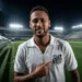 Neymar Jr. com a camisa do Santos FC no estádio da Vila Belmiro.